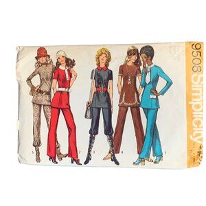 Vintage 70s Simplicity 9508 Sewing Pattern Misses Shirt Pant Size 8